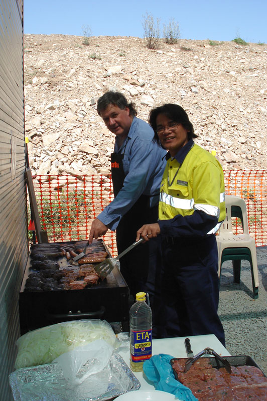 John Tilley and Me during McConnell Dowell Barbeque Party at the jobsite
