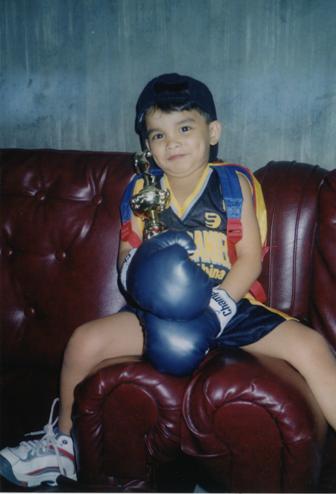 Carlo after winning in an amateur boxing fight.
