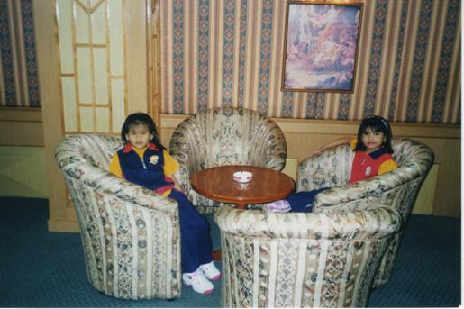 Tricia and Karlota after bowling game in Xiamen
